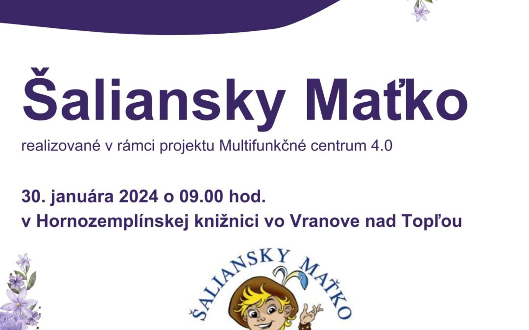 Pozvánka na regionálne kolo súťaže Šaliansky Maťko J. C. Hronského 2024